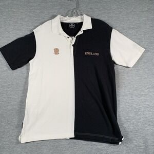 Guinness Polo Shirt‎ Mens Medium Black Cream England Rugby Colorblock Cotton